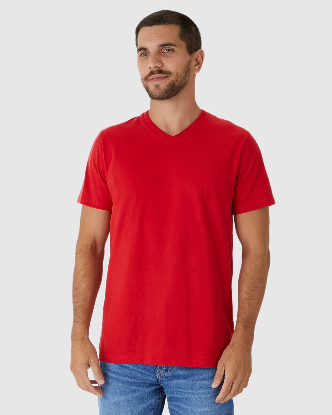 Camiseta Básica Masculina Gola V Em Algodão - Imagem 14