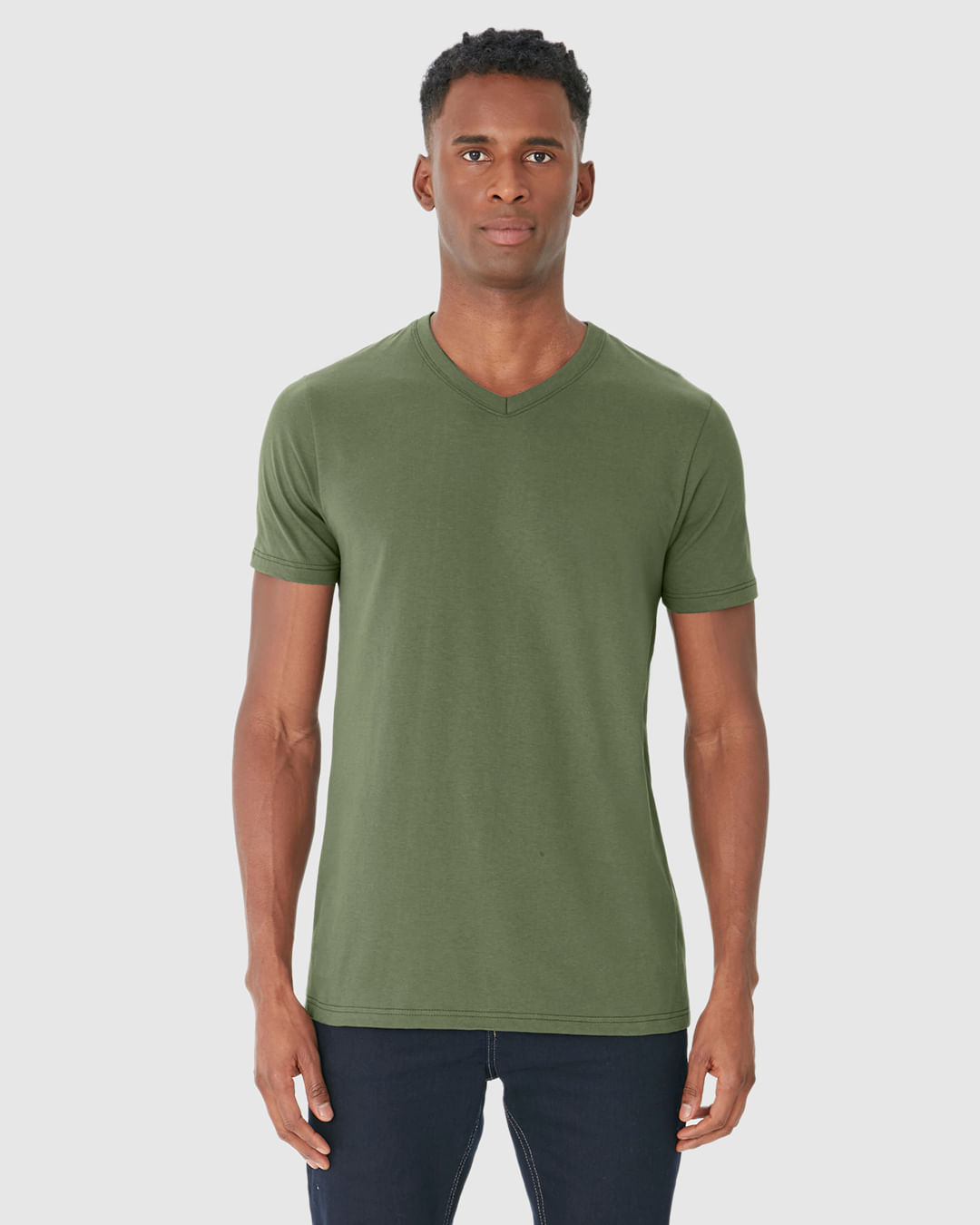 Camiseta Básica Masculina Gola V Em Algodão - Imagem 14