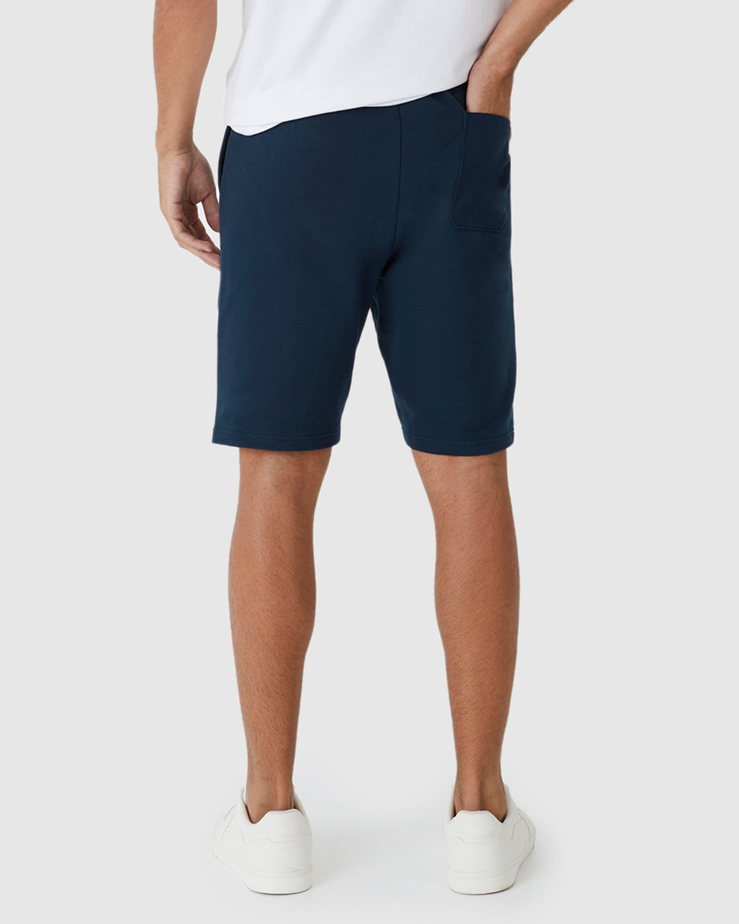 Bermuda Básica Masculina Cintura Média Em Moletom Sem Flanela - Imagem 5