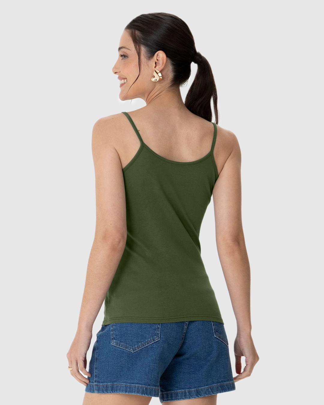 Regata Básica Feminina Alça Fina Em Algodão - Imagem 5