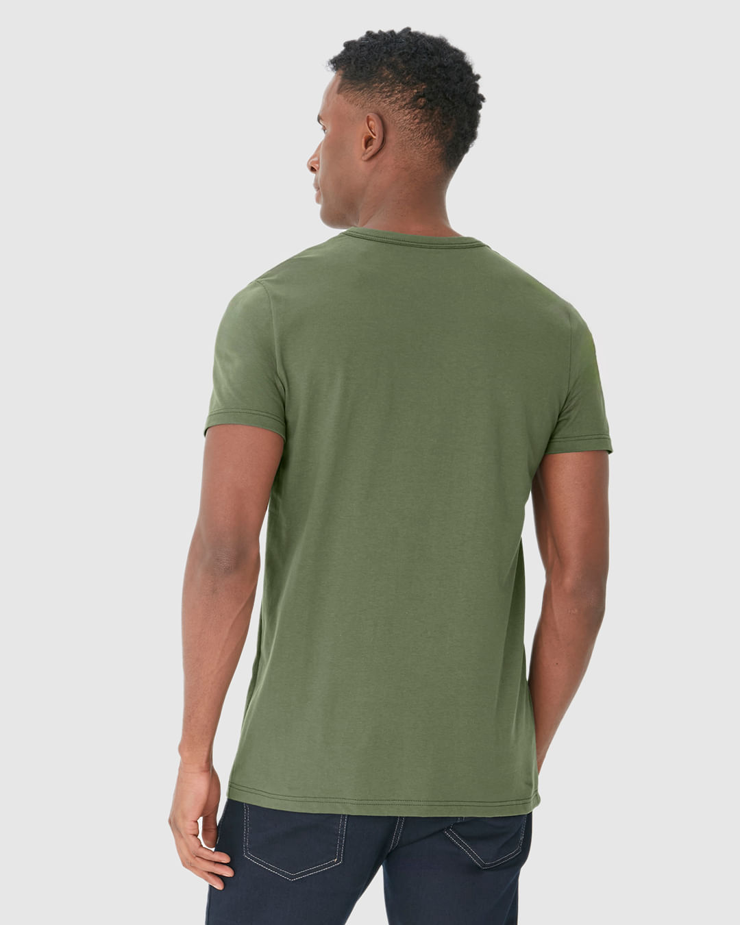 Camiseta Básica Masculina Gola V Em Algodão - Imagem 5