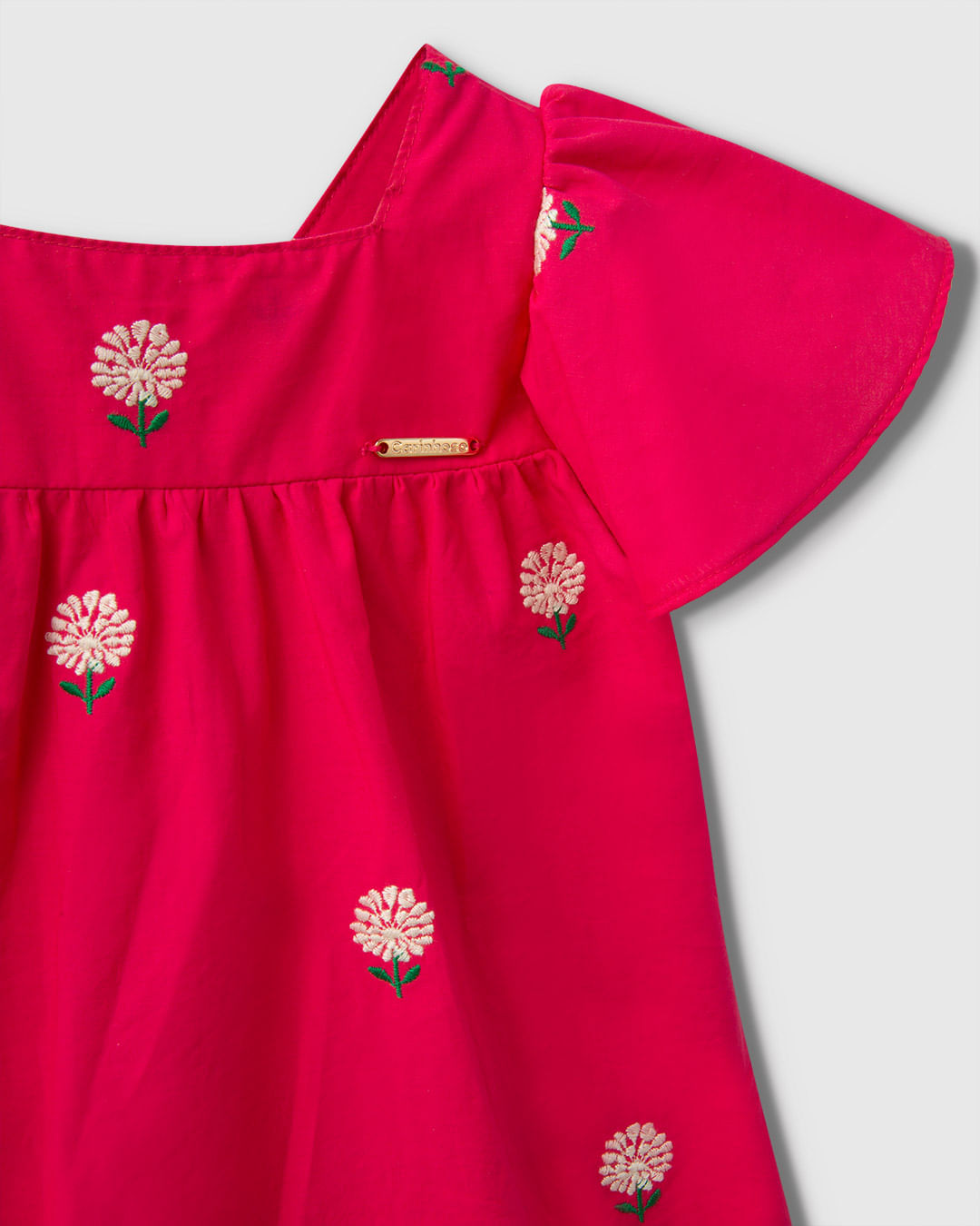 Vestido Menina Amplo Babados Em Tecido Bordado - Carinhoso - Imagem 9