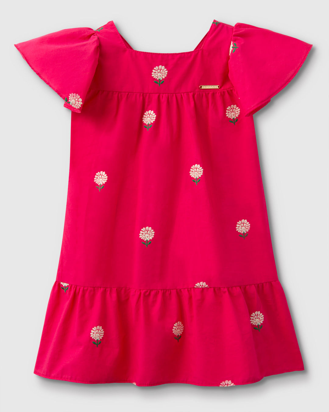 Vestido Menina Amplo Babados Em Tecido Bordado - Carinhoso - Imagem 10