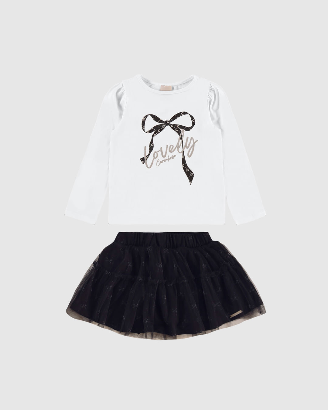 Conjunto Menina Blusa Lovely E Saia Em Tule - Carinhoso - Imagem 4