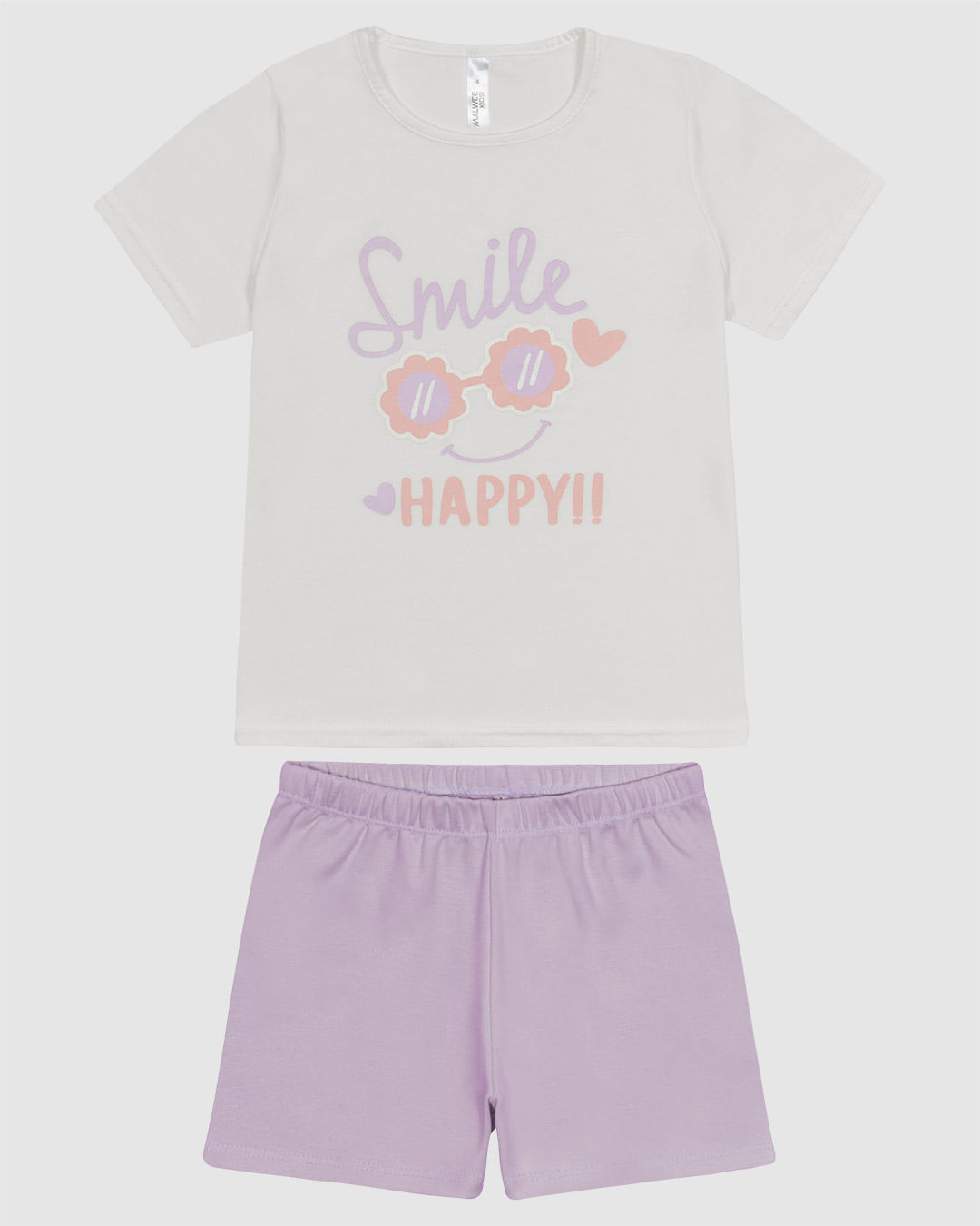Pijama Infantil Menina Blusa Estampa Frontal Em Algodão Malwee Kids - Off White - 12
