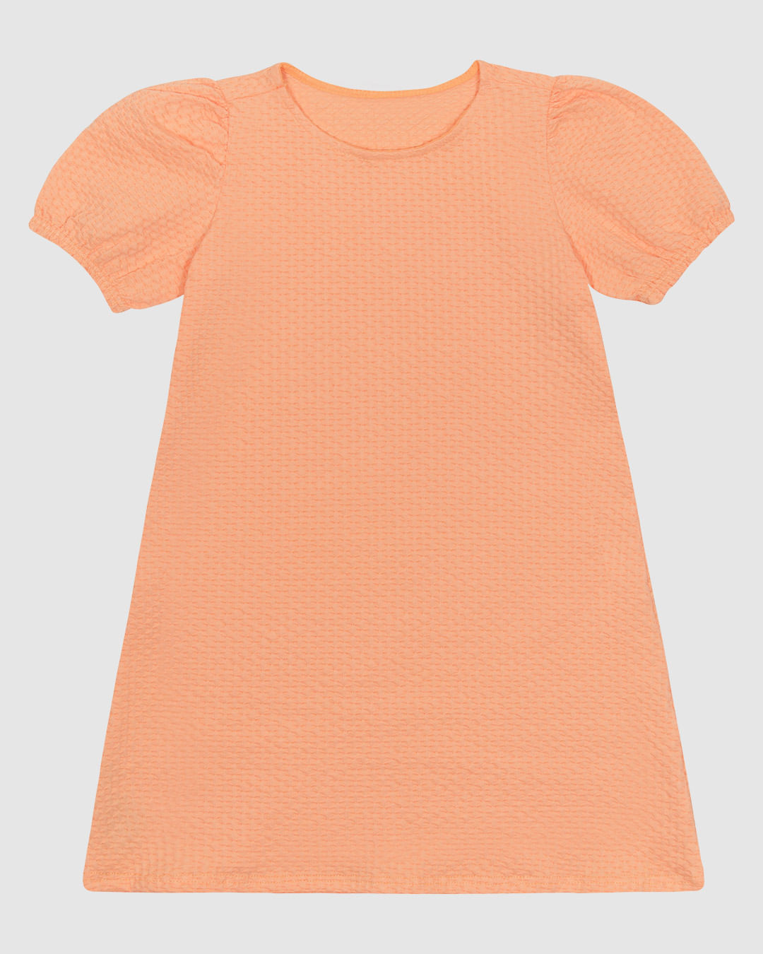 Vestido Infantil Com Manga Bufante Em Malha Texturizada Malwee Kids