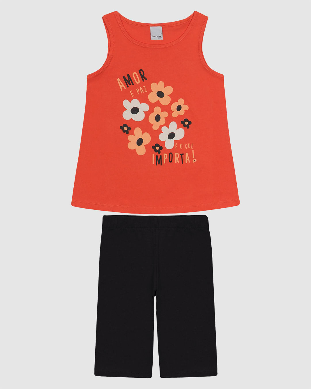 Conjunto Infantil Menina Regata E Bermuda Justa Em Algodão Malwee Kids