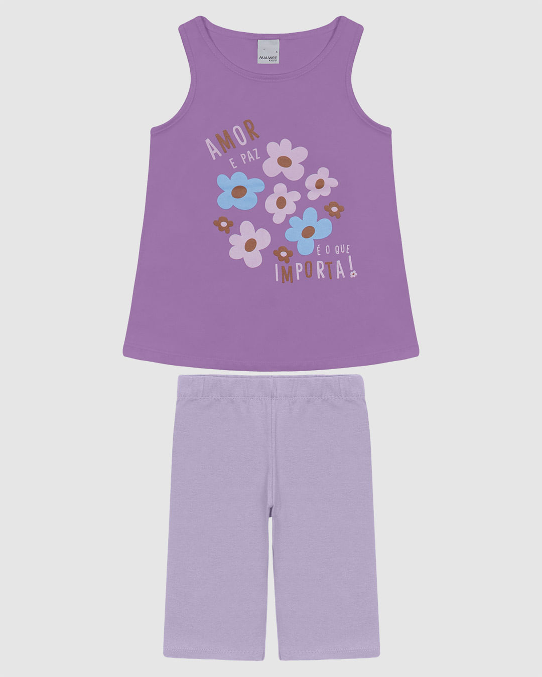 Conjunto Infantil Menina Regata E Bermuda Justa Em Algodão Malwee Kids