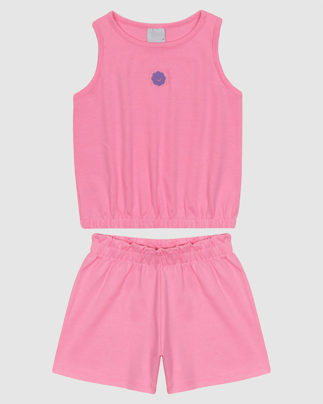 Conjunto Infantil Menina Regata E Shorts Em Ribana Algodão Malwee Kids
