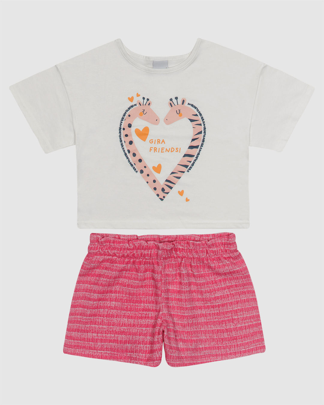 Conjunto Infantil Menina Blusa E Shorts Em Algodão E Malha Tweed Malwee Kids