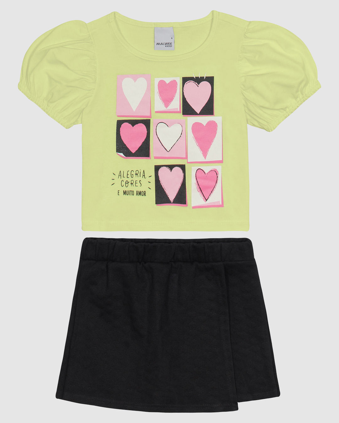 Conjunto Infantil Menina Blusa E Shorts Saia Em Mix Tecidos Malwee Kids - Imagem 4