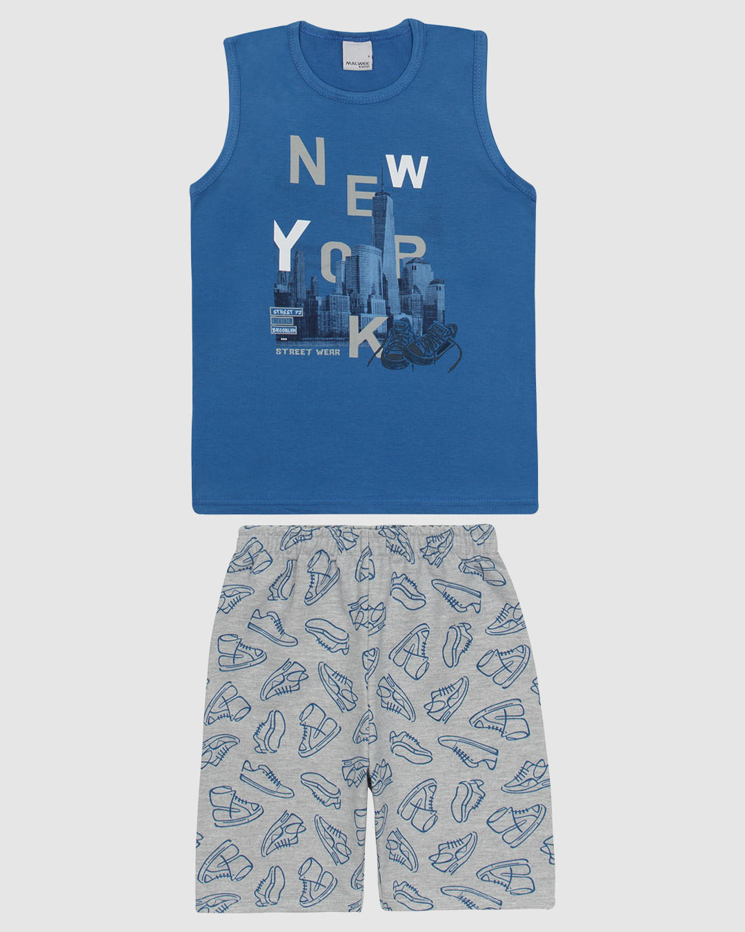 Conjunto Infantil Menino Regata Estampa Frontal Em Algodão Malwee Kids