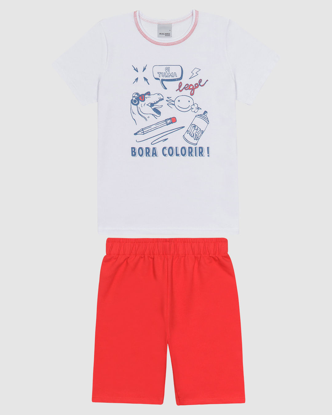 Conjunto Infantil Menino Camiseta Estampa Frontal Em Algodão Malwee Kids - Imagem 2