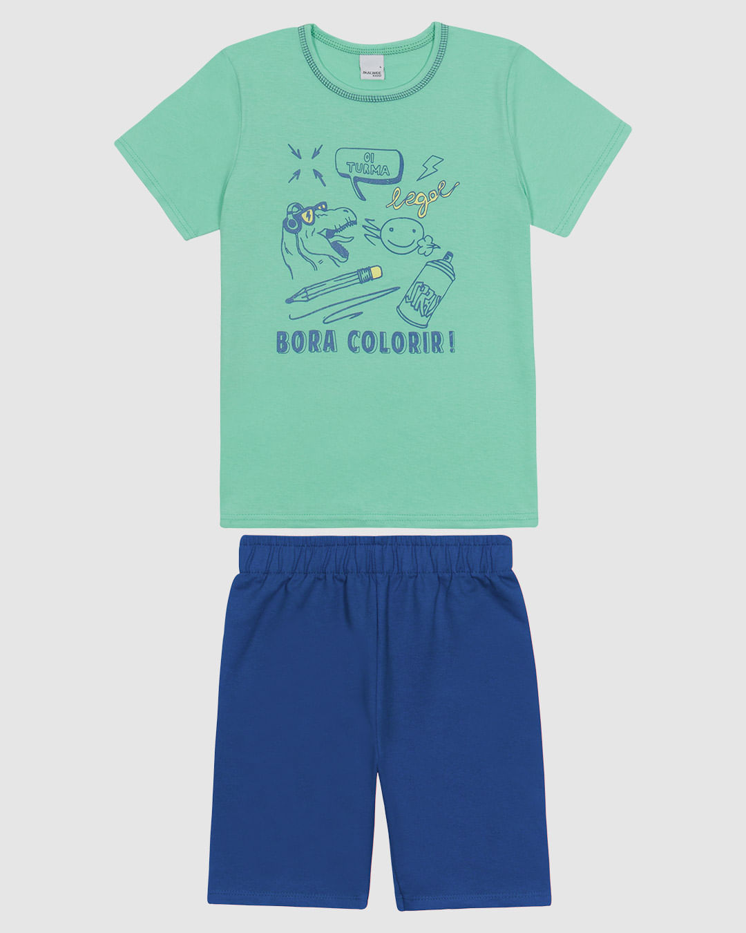 Conjunto Infantil Menino Camiseta Estampa Frontal Em Algodão Malwee Kids - Imagem 5