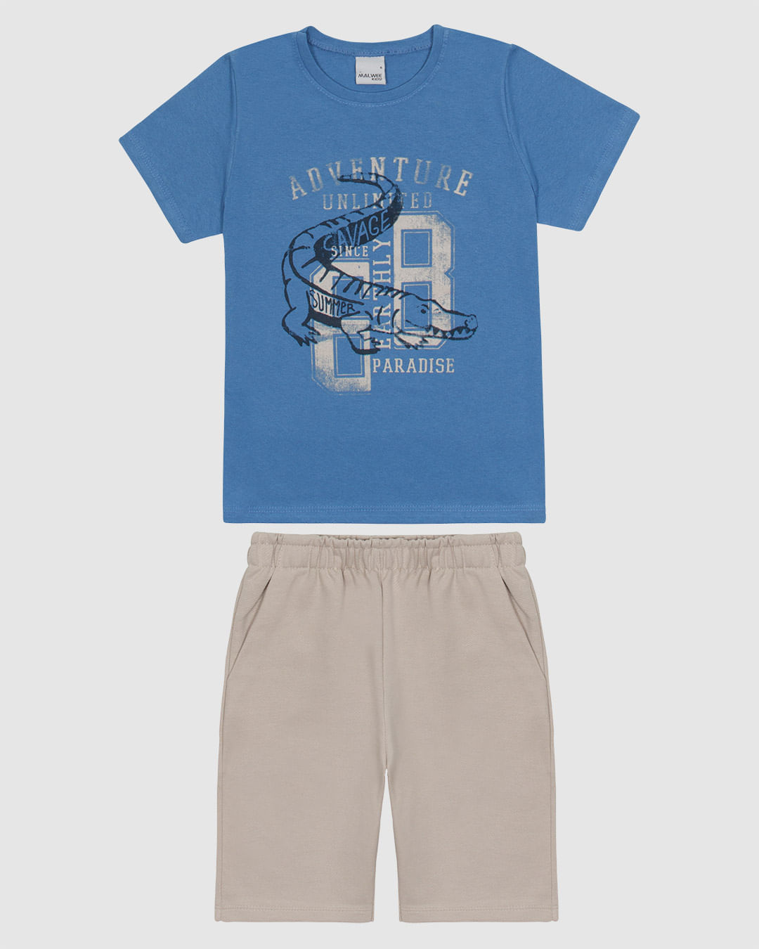Conjunto Infantil Menino Camiseta E Bermuda Em Mix Tecidos Malwee Kids - Imagem 2