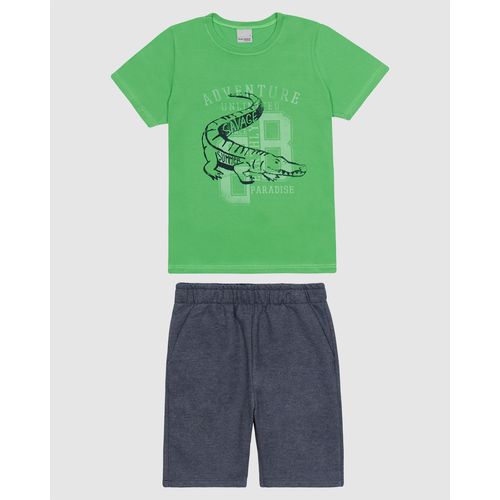 Conjunto Infantil Menino Camiseta e Bermuda em Mix Tecidos Malwee Kids