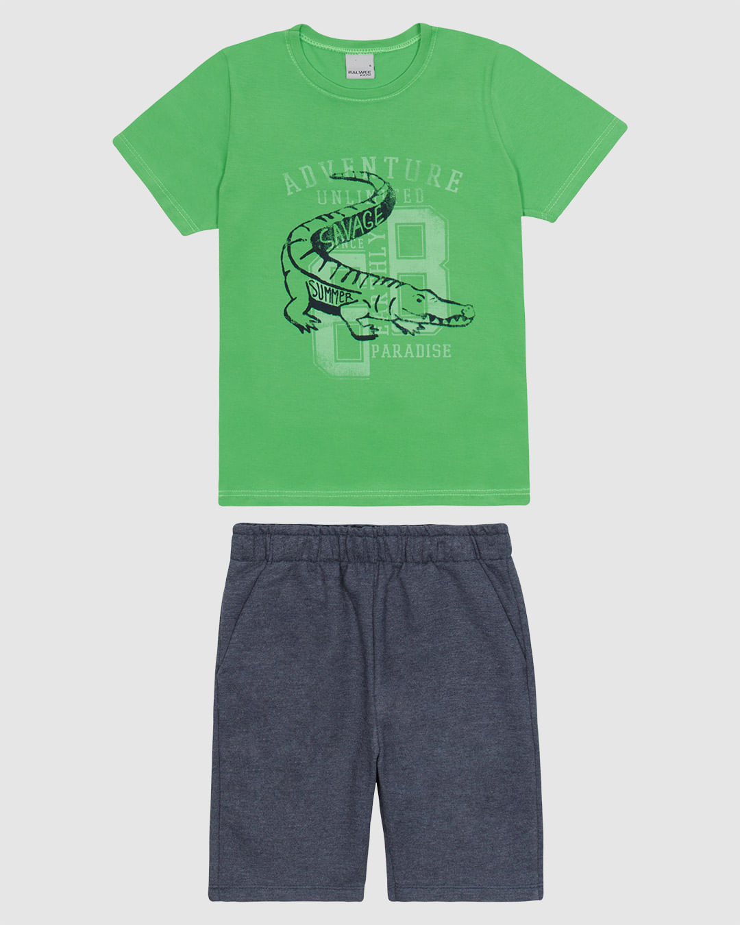 Conjunto Infantil Menino Camiseta E Bermuda Em Mix Tecidos Malwee Kids - Imagem 4