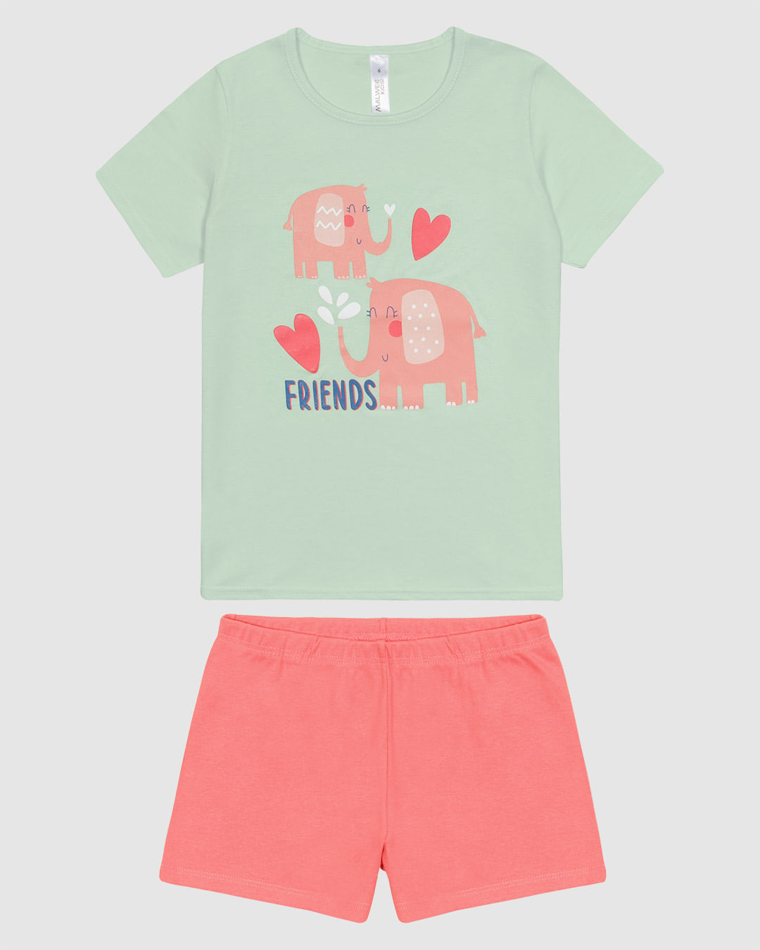 Pijama Infantil Menina Blusa E Shorts Em Algodão Malwee Kids - Imagem 4