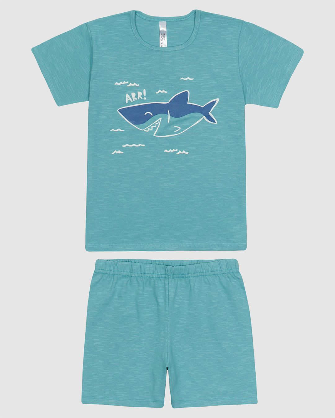 Pijama Infantil Menino Camiseta Estampa Tubarão Em Algodão Malwee Kids