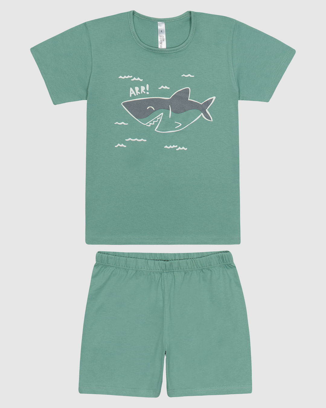 Pijama Infantil Menino Camiseta Estampa Tubarão Em Algodão Malwee Kids