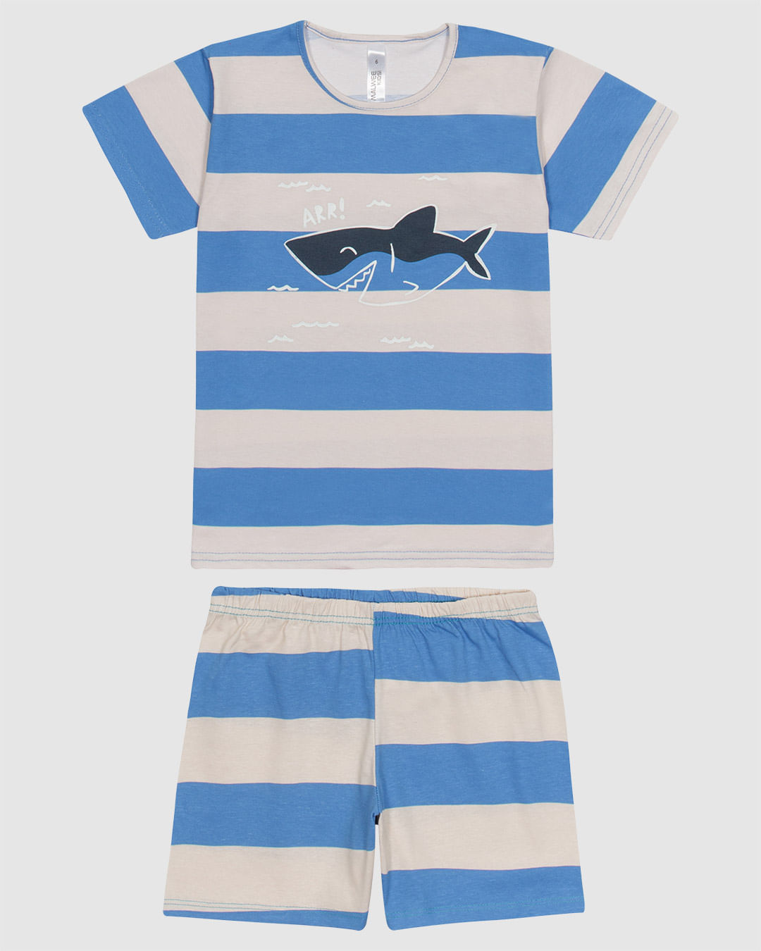 Pijama Infantil Menino Camiseta Estampa Tubarão Em Algodão Malwee Kids - Imagem 4