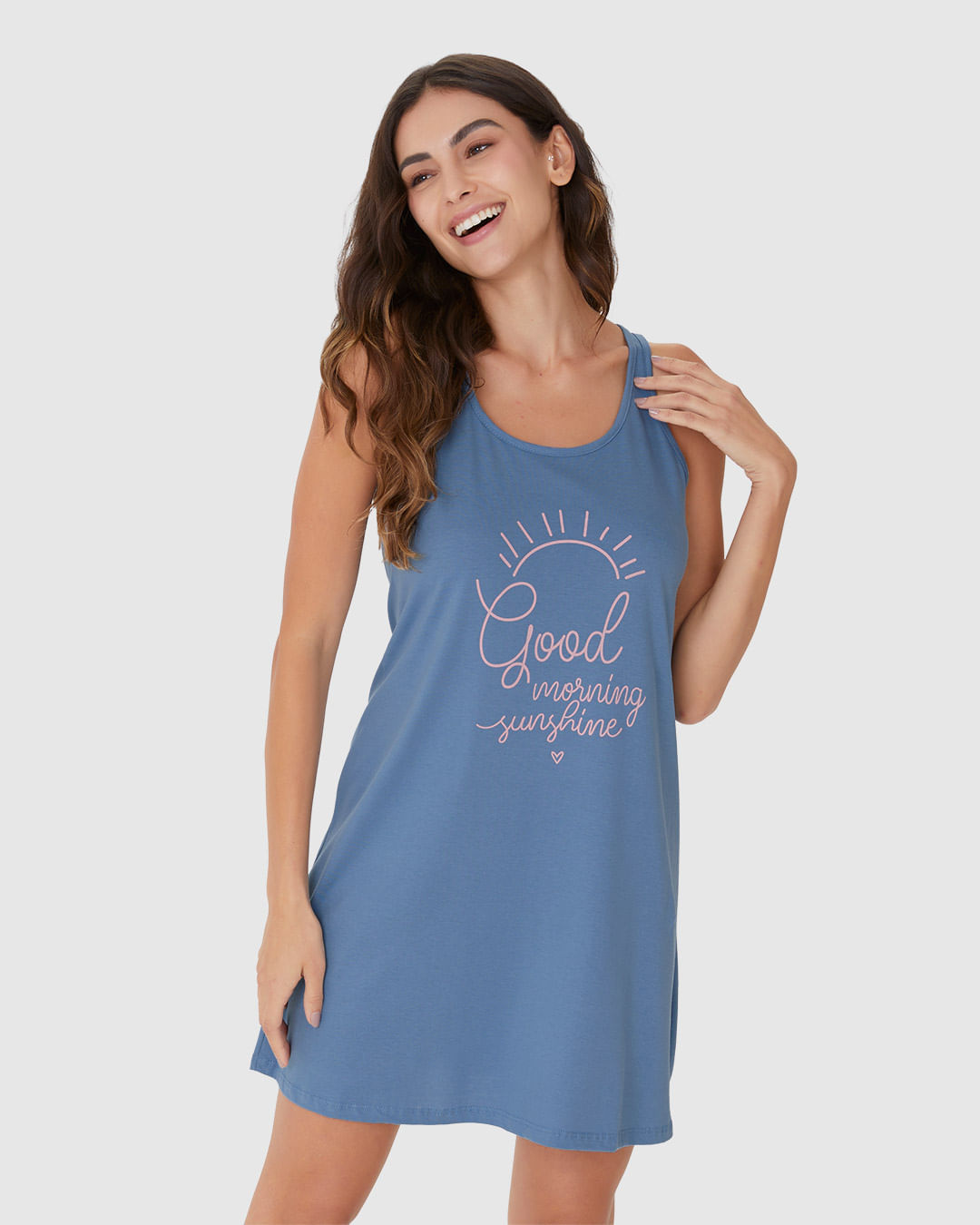 Camisola Feminina Sem Manga Estampa Frontal Em Algodão