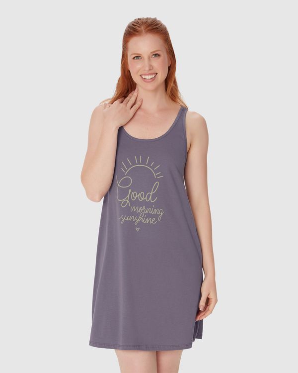 Camisola Feminina Sem Manga Estampa Frontal Em Algodão Roxo - P