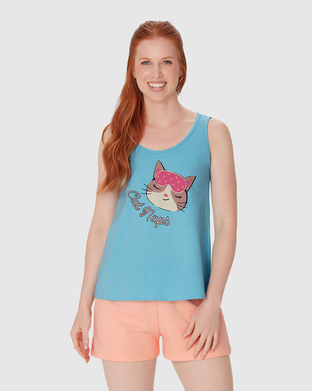 Pijama Feminino Regata Estampada E Shorts Em Algodão - Imagem 16