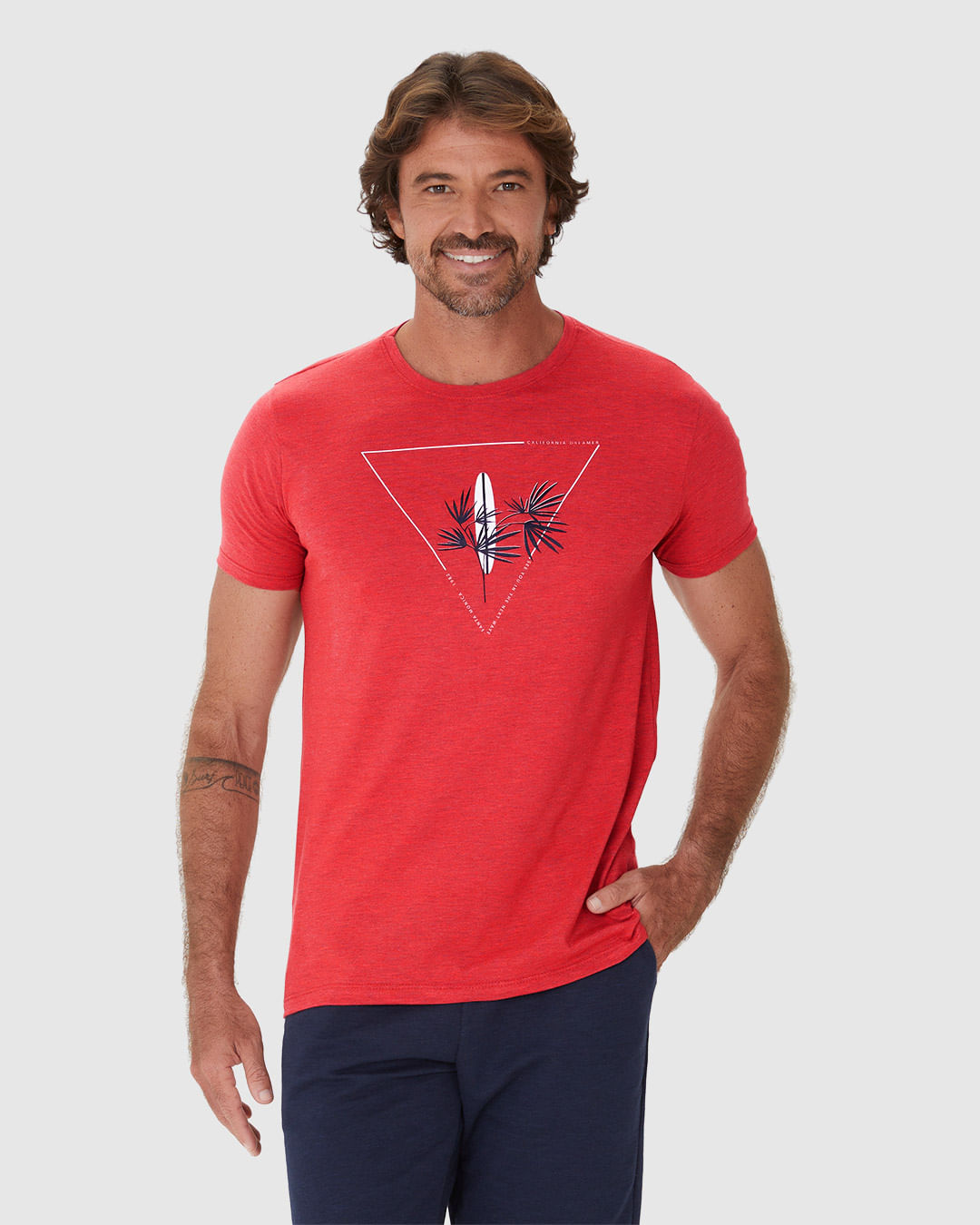 Camiseta Masculina Estampa Frontal Em Malha Algodão
