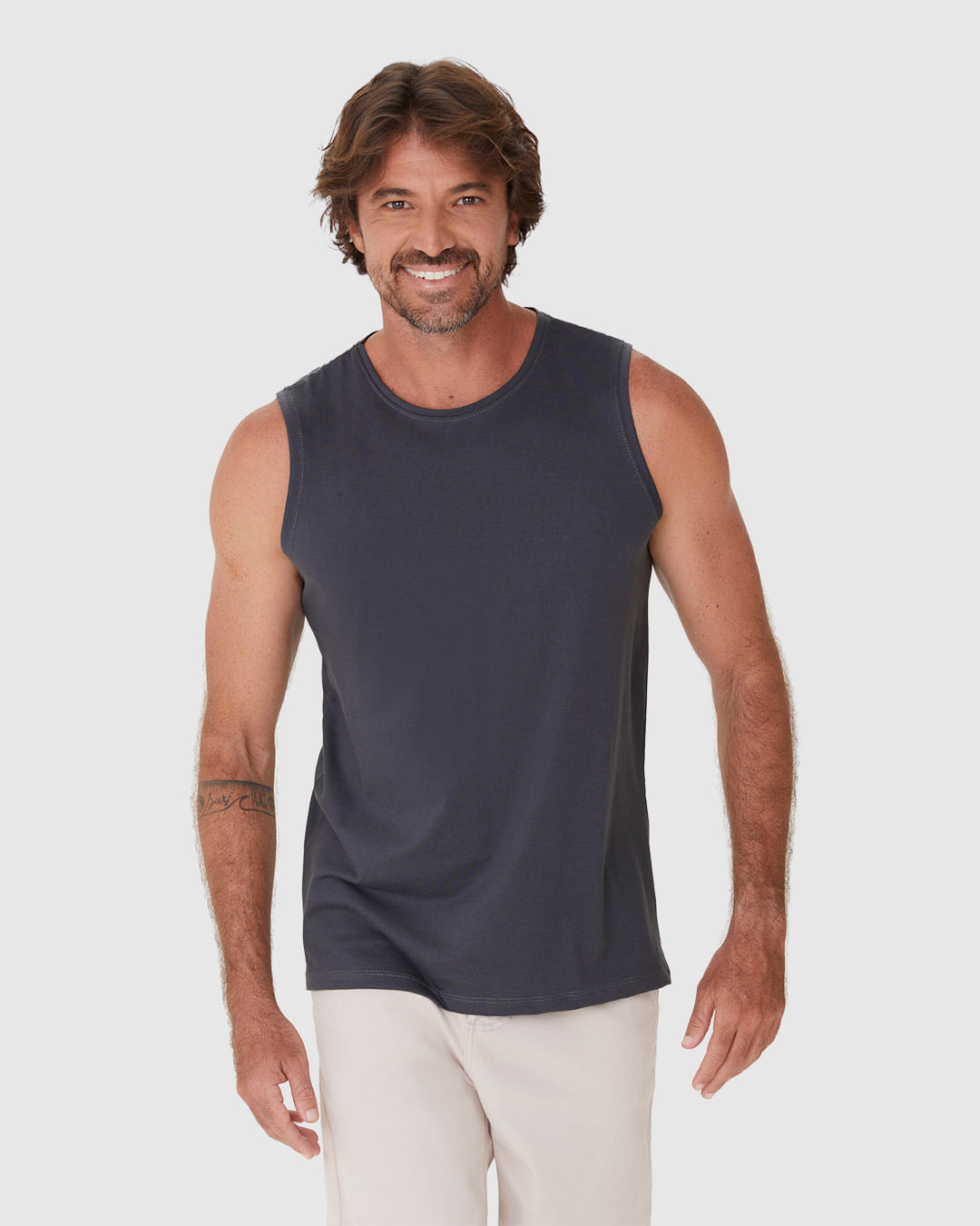 Regata Masculina Regular Em Malha Algodão Pima