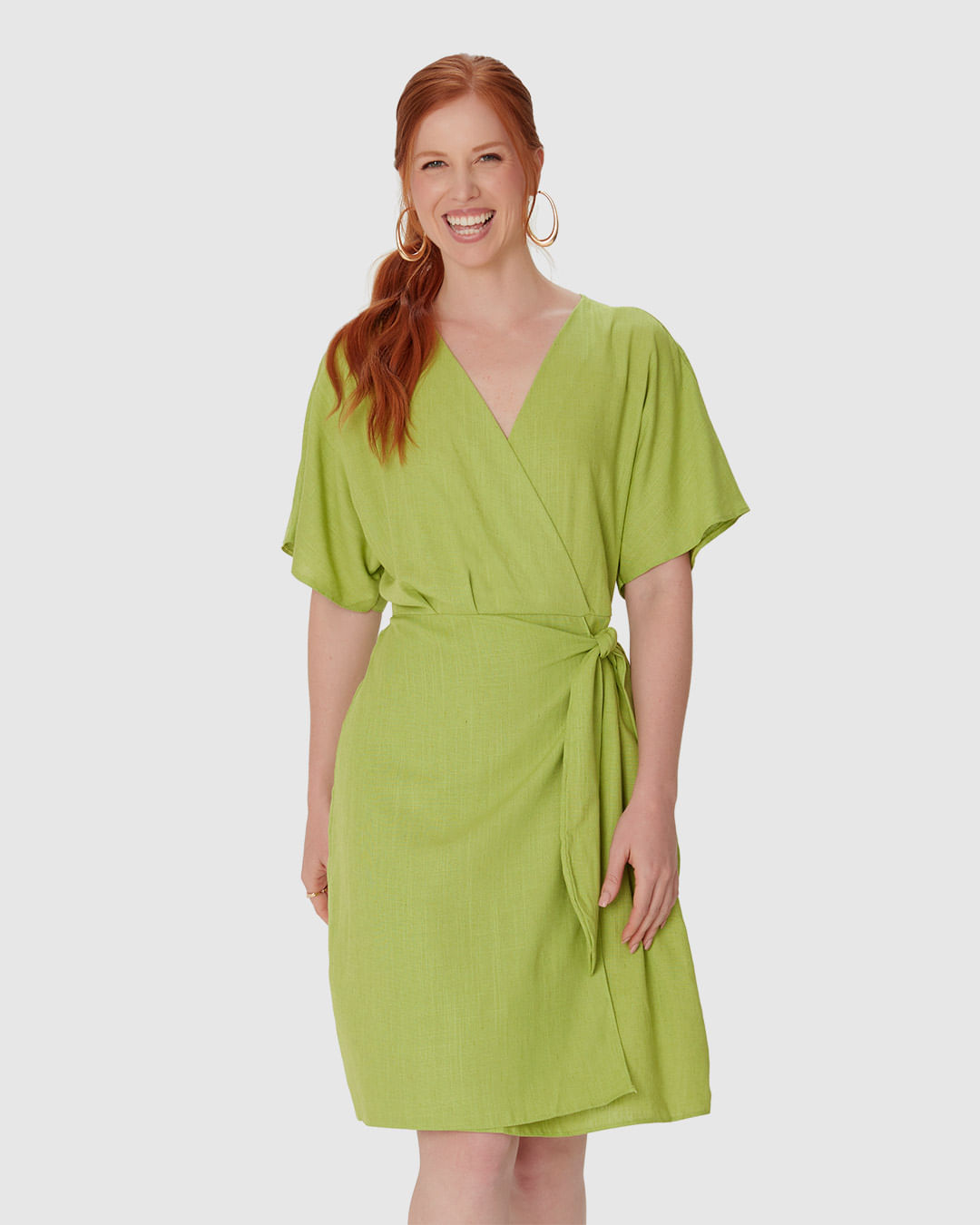 Vestido Feminino Transpassado Decote V Em Viscolinho