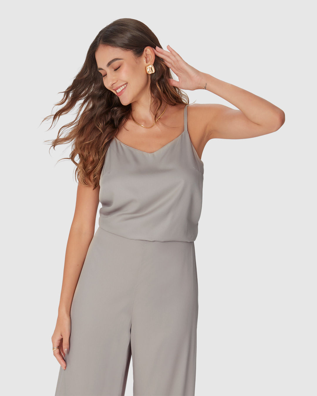 Regata Feminina Decote V Alça Fina Em Viscose