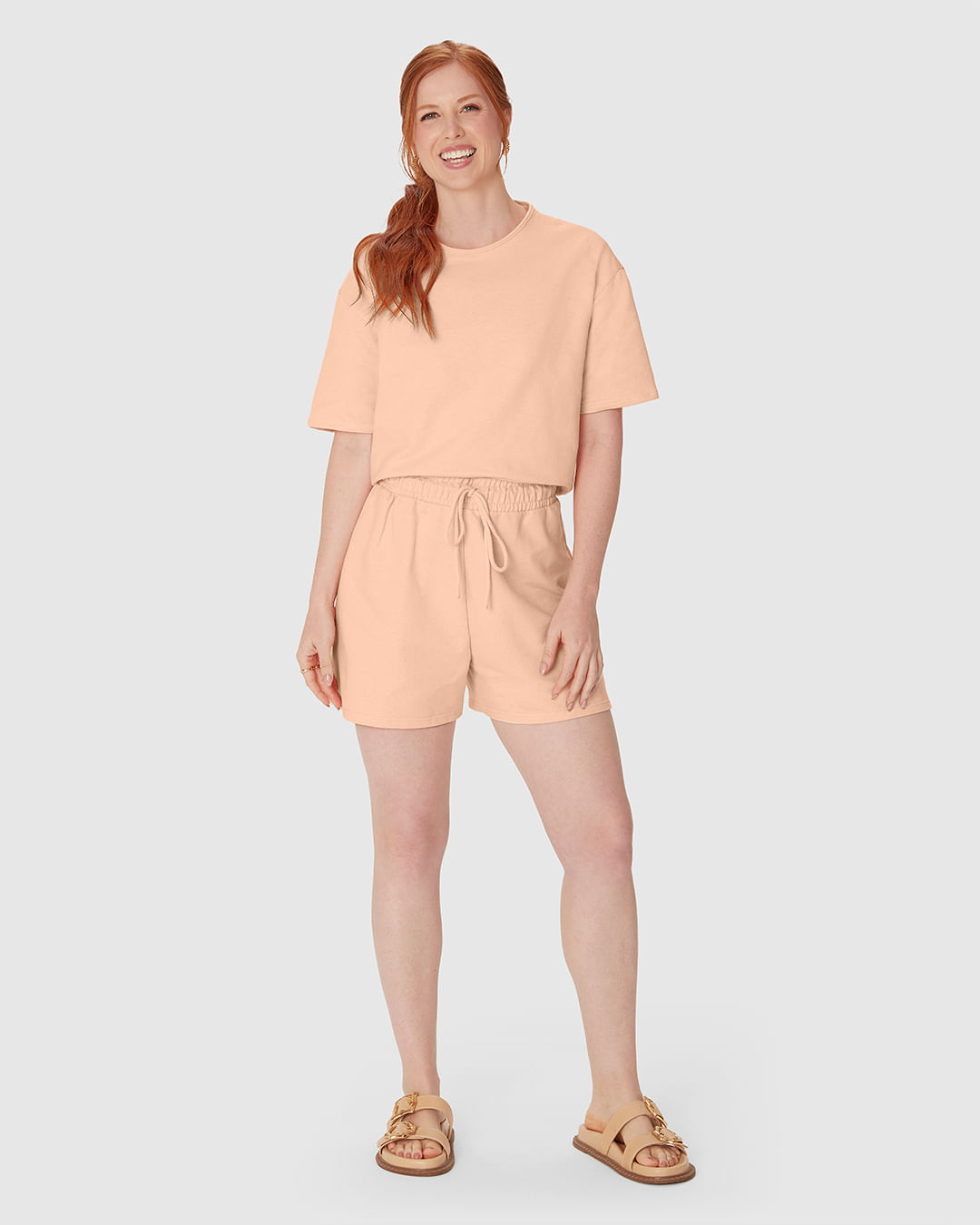 Shorts Feminino Amplo Cós Elástico Em Malha Tweed - Imagem 6