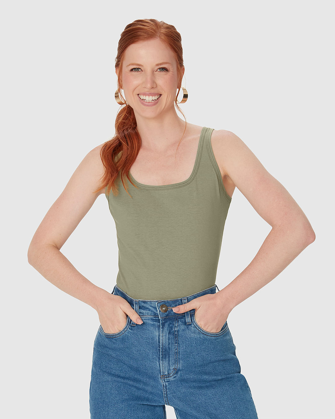 Regata Básica Feminina Decote U Em Malha Algodão Pima - Imagem 6