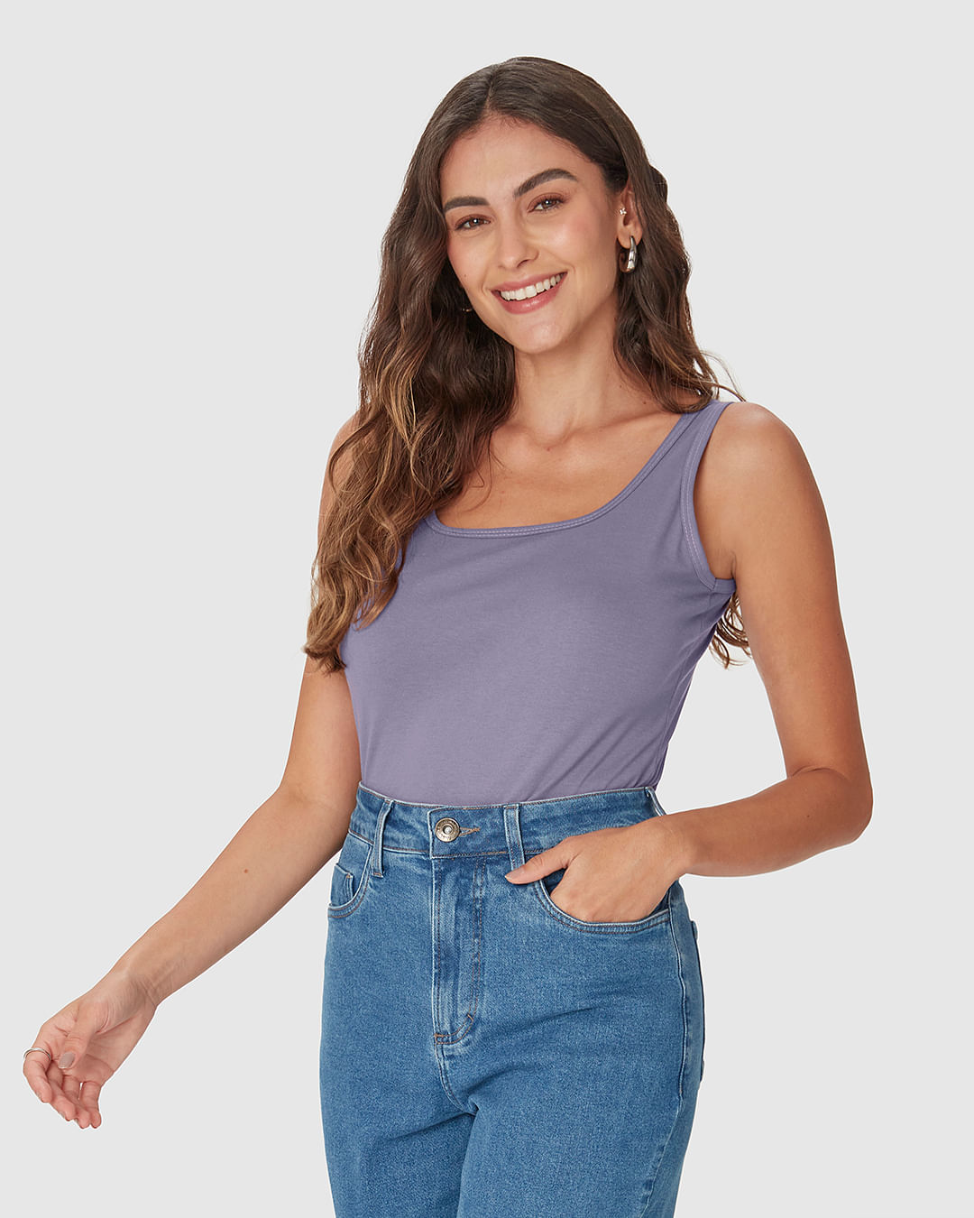 Regata Básica Feminina Decote U Em Malha Algodão Pima - Imagem 11