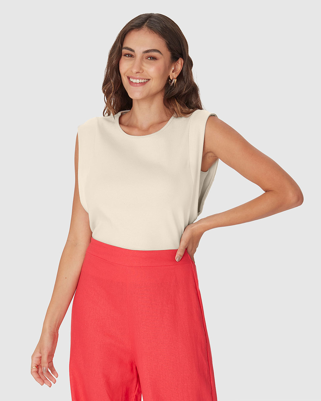 Regata Feminina Muscle Tee Decote Redondo Em Algodão