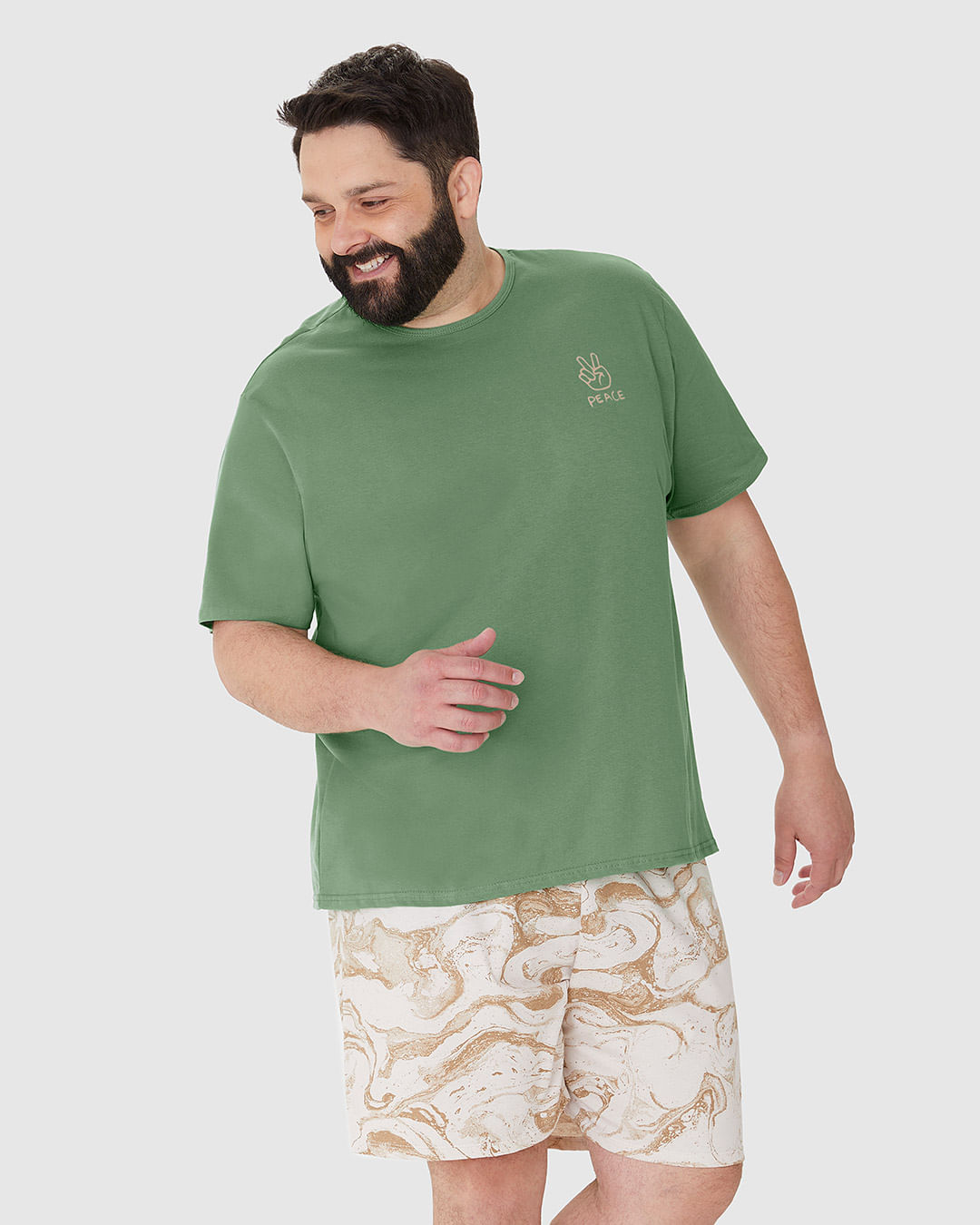 Pijama Masculino Plus Size Camiseta Manga Curta Em Algodão - Imagem 21