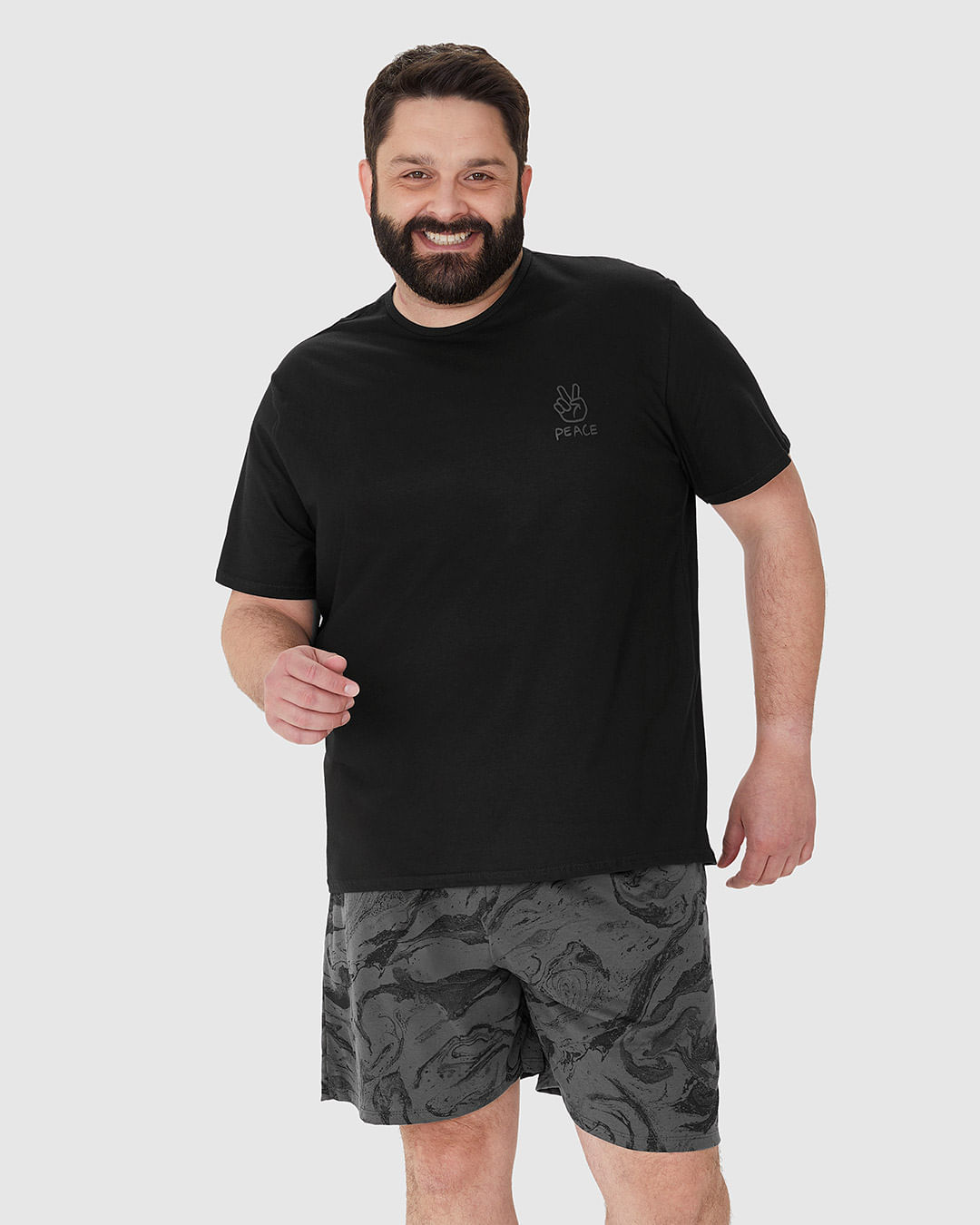 Pijama Masculino Plus Size Camiseta Manga Curta Em Algodão - Imagem 6