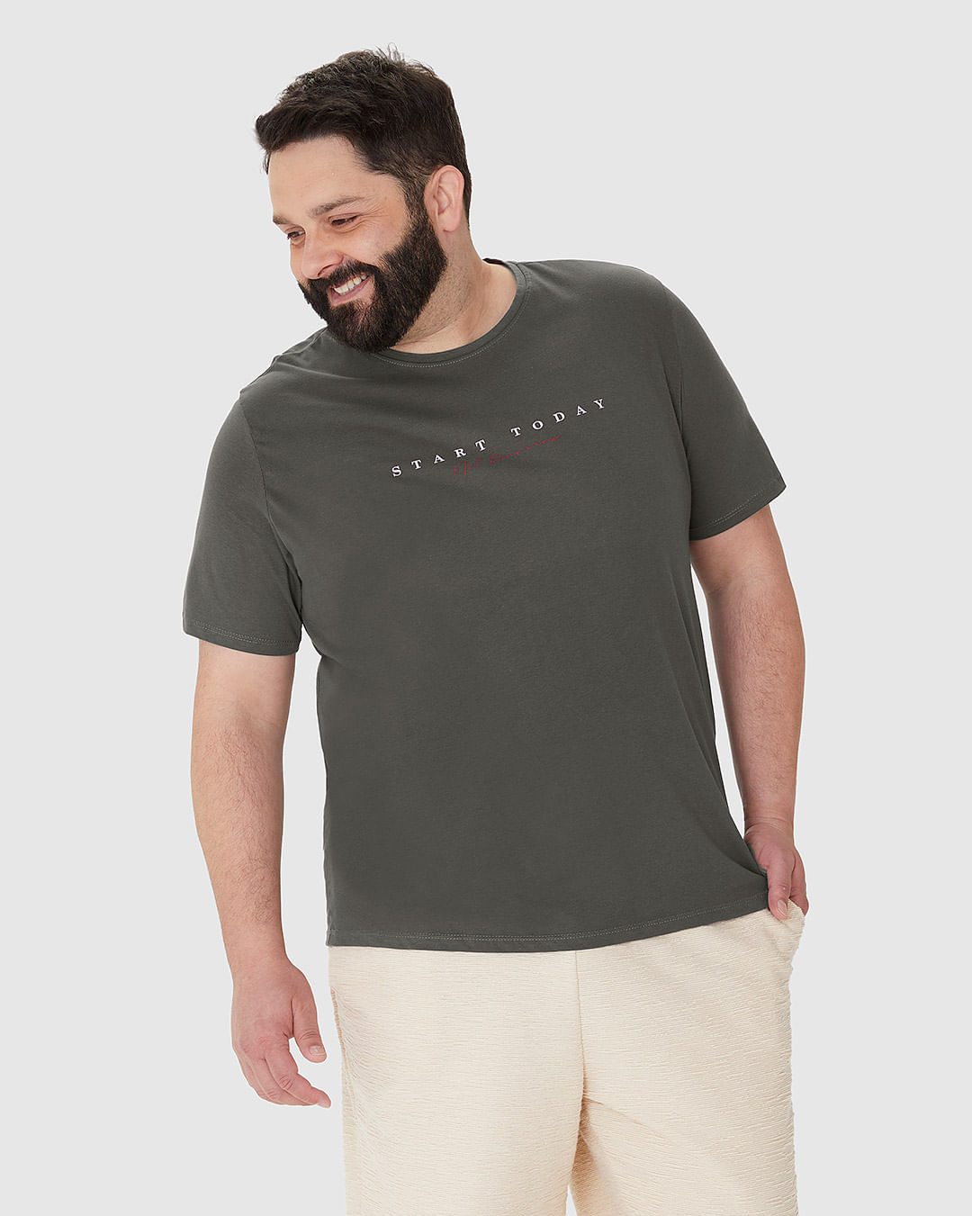 Camiseta Masculina Plus Size Decote Redondo Estampa Frontal Em Algodão - Imagem 21