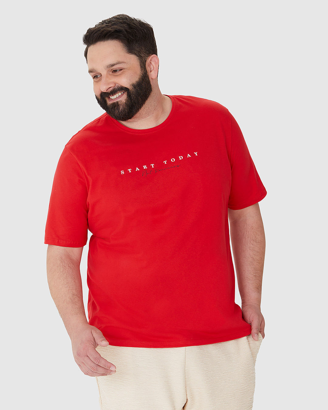 Camiseta Masculina Plus Size Decote Redondo Estampa Frontal Em Algodão - Imagem 11