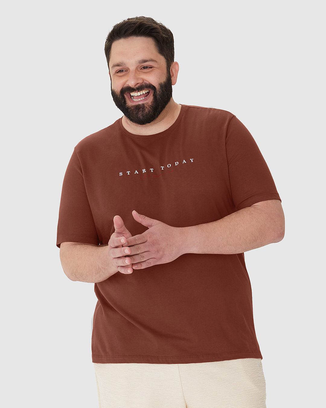 Camiseta Masculina Plus Size Decote Redondo Estampa Frontal Em Algodão - Imagem 21
