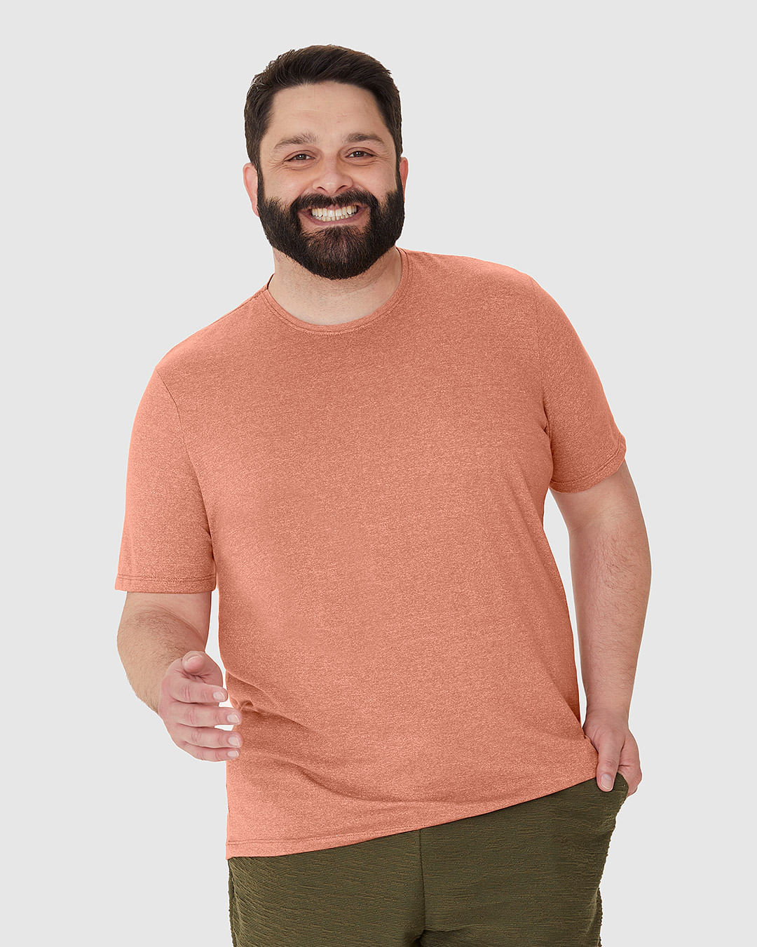 Camiseta Masculina Plus Size Em Malha Algodão Texturizada - Imagem 16