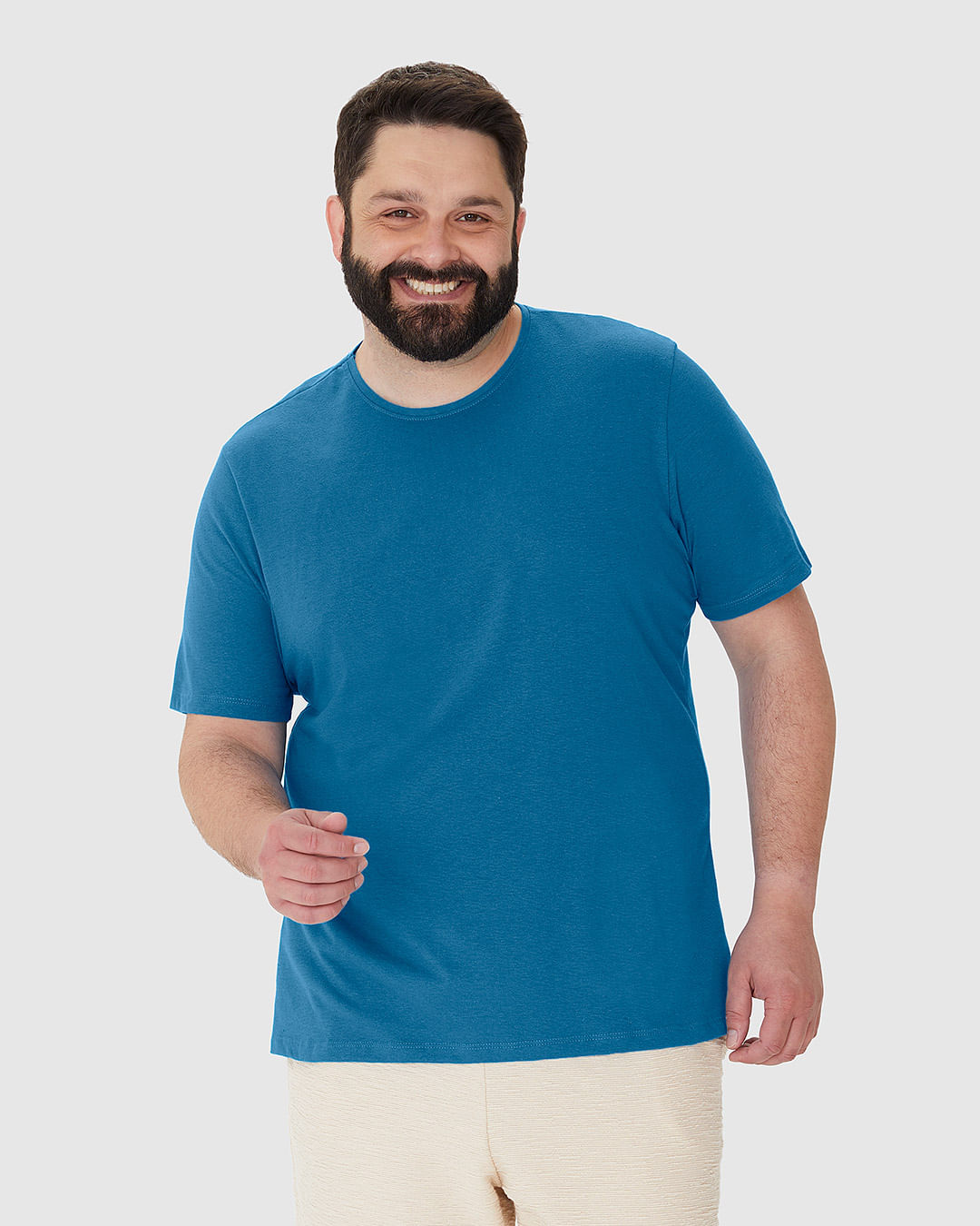 Camiseta Masculina Plus Size Em Malha Algodão Texturizada - Imagem 21