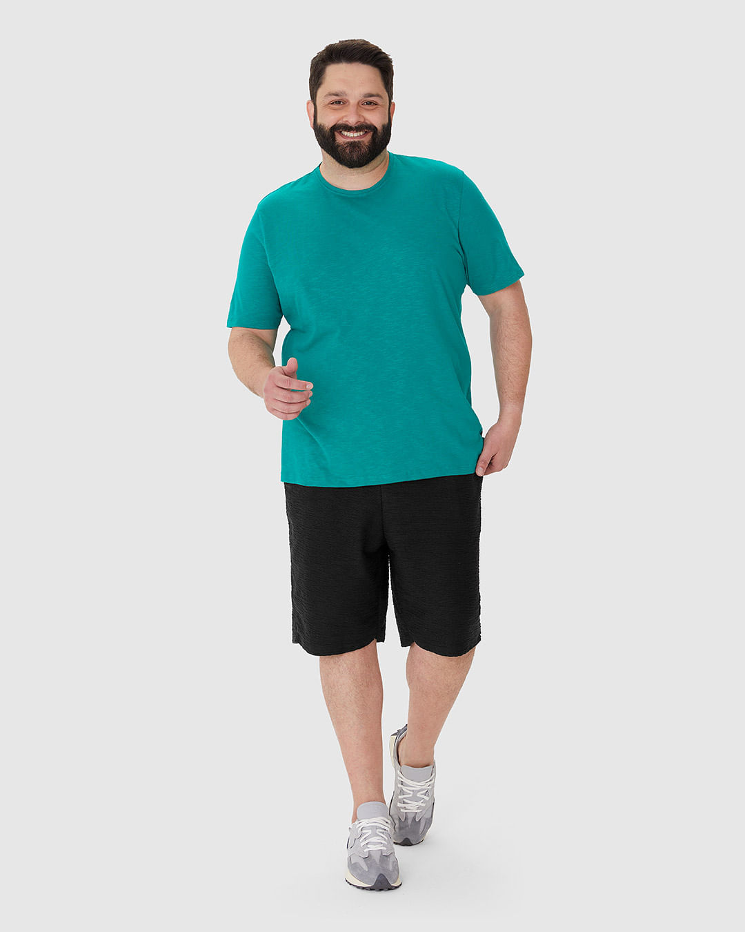 Bermuda Masculina Plus Size Cós Elástico Em Moletom Texturizado