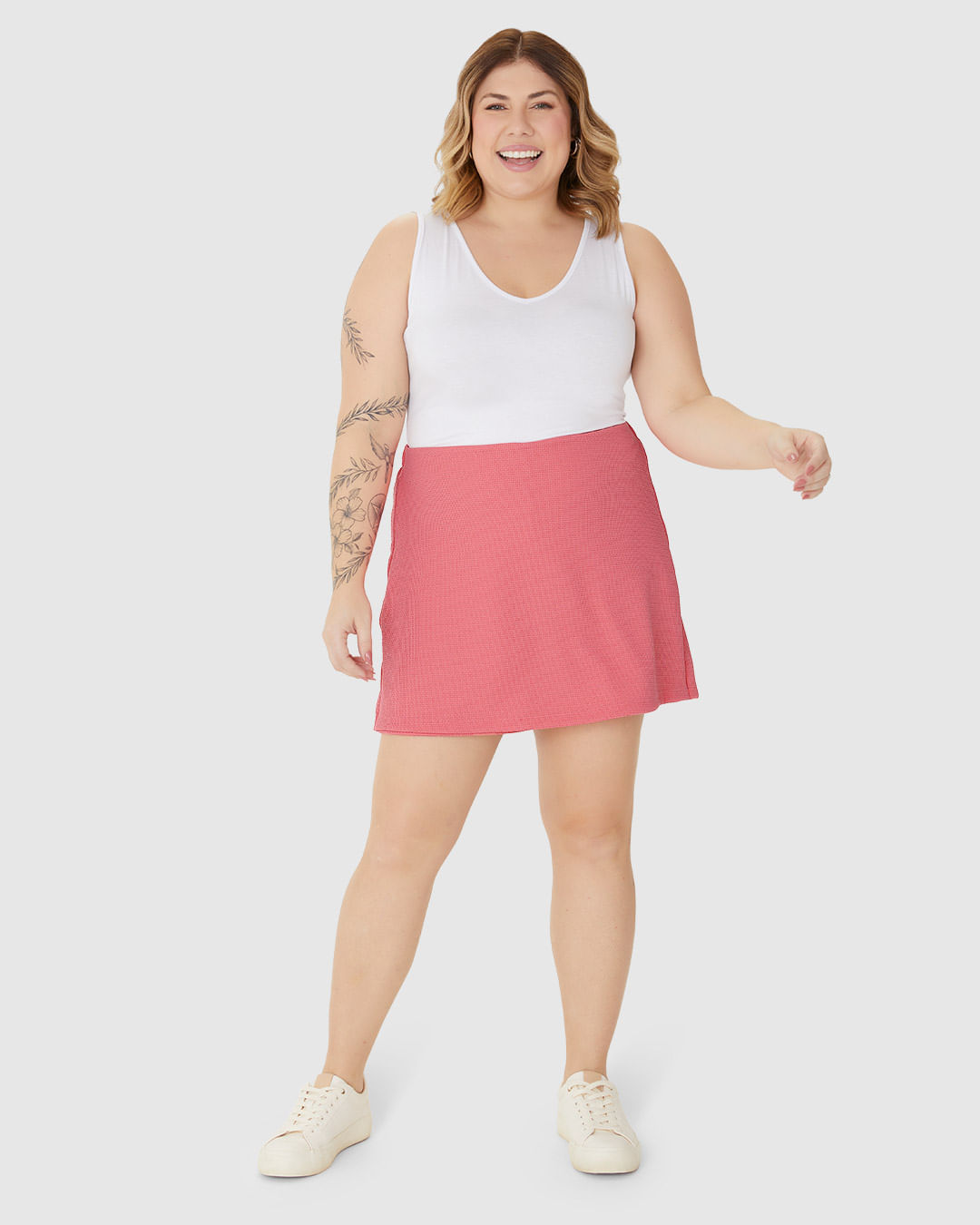 Shorts Saia Feminino Plus Size Em Malha Jacquard Lurex