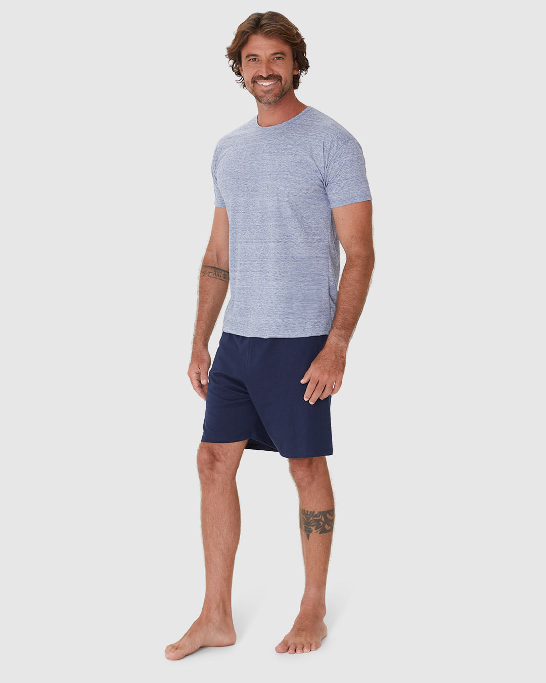 Pijama Masculino Camiseta Gola Redonda Manga Curta Em Algodão - Imagem 7