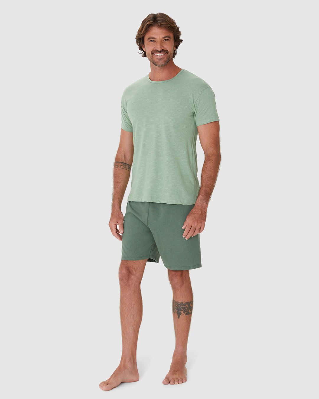 Pijama Masculino Camiseta Gola Redonda Manga Curta Em Algodão - Imagem 7