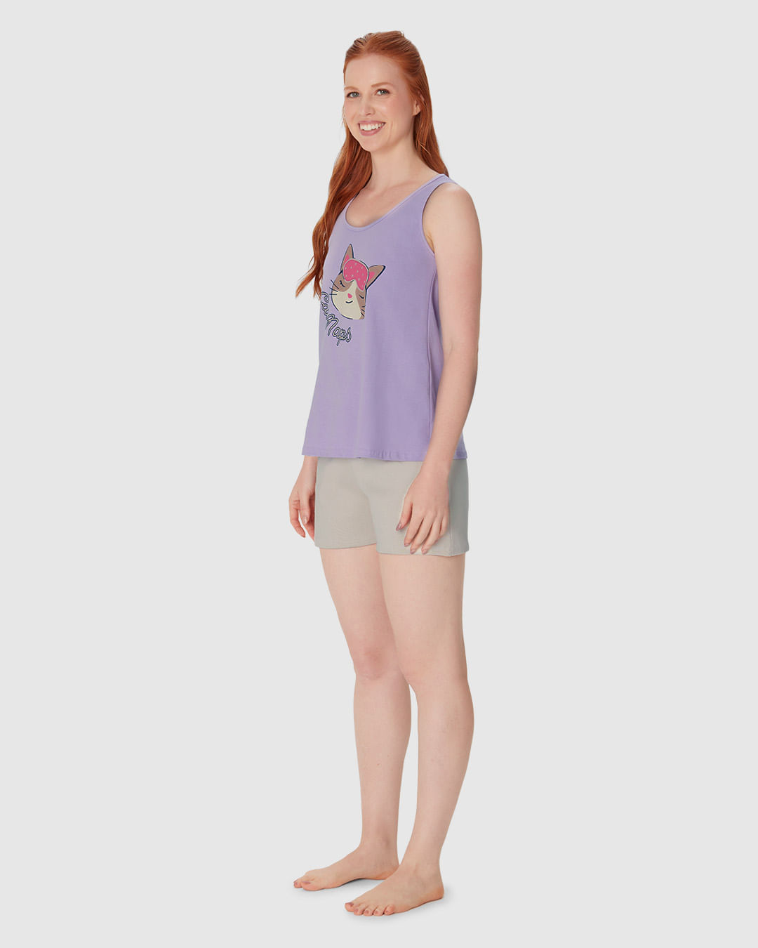 Pijama Feminino Regata Estampada E Shorts Em Algodão - Imagem 12