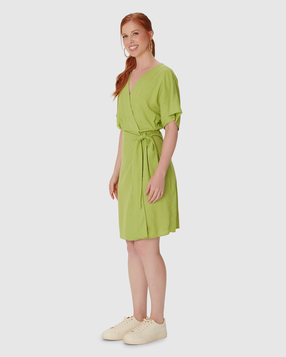 Vestido Feminino Transpassado Decote V Em Viscolinho - Imagem 12