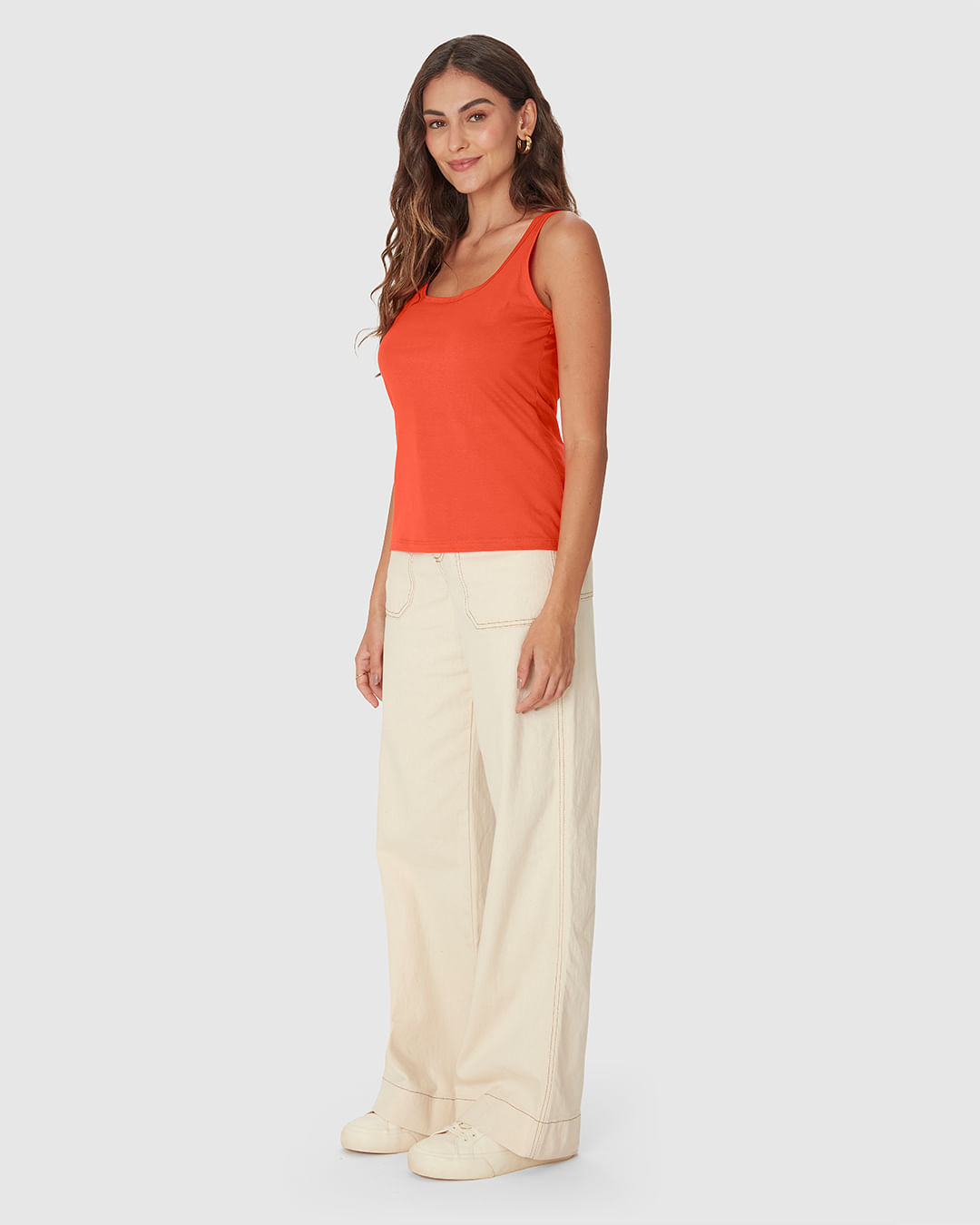 Regata Básica Feminina Decote U Em Malha Algodão Pima - Imagem 12